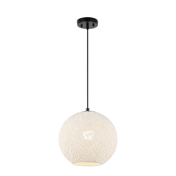 Lacey Bohemian Minimalist Iron/Rope Woven Globe LED Pendant - JONATHAN Y